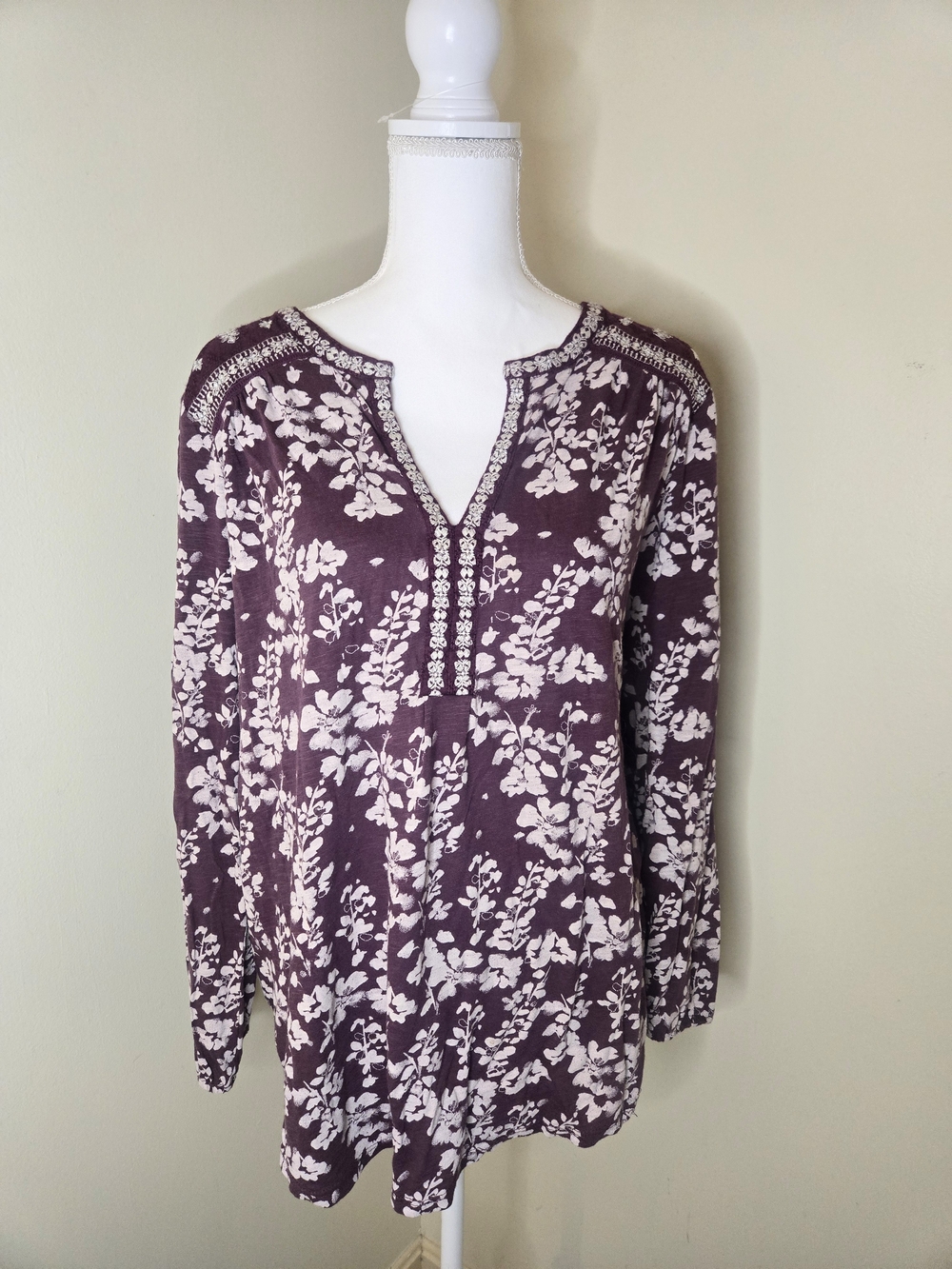 Purple Floral Long-Sleeve Top
